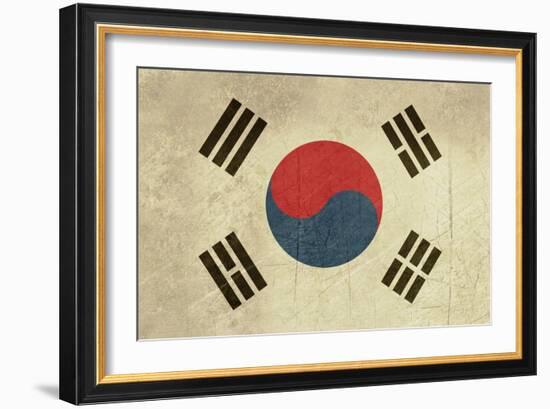 Grunge Sovereign State Flag Of Country Of South Korea In Official Colors-Speedfighter-Framed Art Print