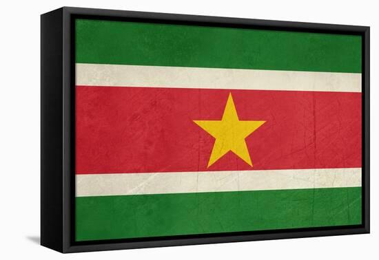 Grunge Sovereign State Flag Of Country Of Suriname In Official Colors-Speedfighter-Framed Stretched Canvas