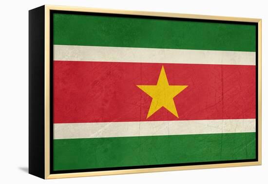 Grunge Sovereign State Flag Of Country Of Suriname In Official Colors-Speedfighter-Framed Stretched Canvas