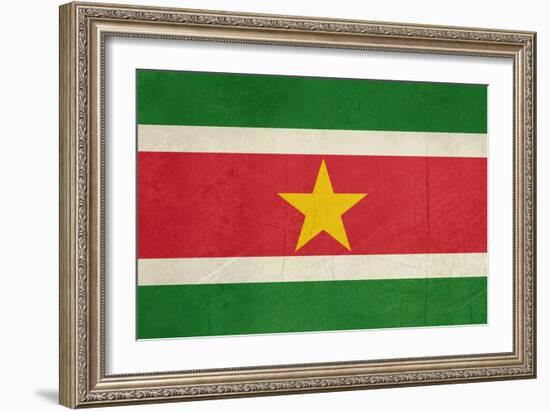 Grunge Sovereign State Flag Of Country Of Suriname In Official Colors-Speedfighter-Framed Art Print