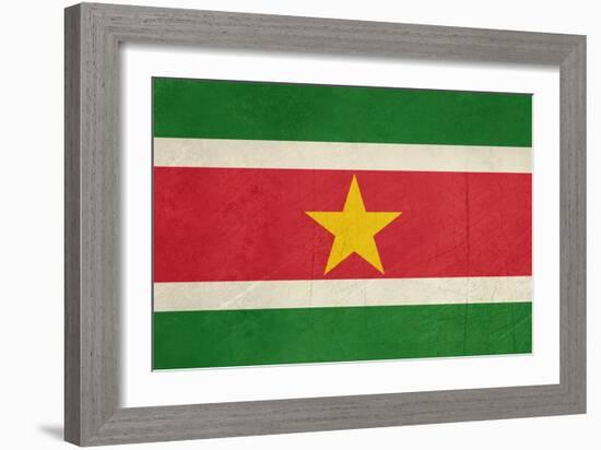 Grunge Sovereign State Flag Of Country Of Suriname In Official Colors-Speedfighter-Framed Art Print