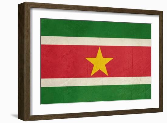 Grunge Sovereign State Flag Of Country Of Suriname In Official Colors-Speedfighter-Framed Art Print