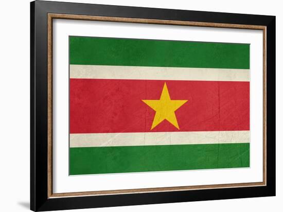 Grunge Sovereign State Flag Of Country Of Suriname In Official Colors-Speedfighter-Framed Art Print