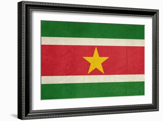 Grunge Sovereign State Flag Of Country Of Suriname In Official Colors-Speedfighter-Framed Art Print