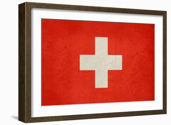 Grunge Sovereign State Flag Of Country Of Switzerland In Official Colors. F-Speedfighter-Framed Art Print