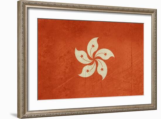 Grunge Sovereign State Flag Of Dependent Country Of Hong Kong In Official Colors-Speedfighter-Framed Art Print
