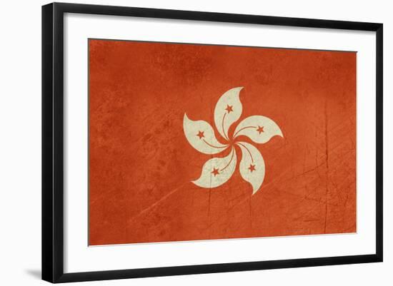 Grunge Sovereign State Flag Of Dependent Country Of Hong Kong In Official Colors-Speedfighter-Framed Art Print