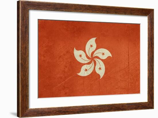 Grunge Sovereign State Flag Of Dependent Country Of Hong Kong In Official Colors-Speedfighter-Framed Art Print