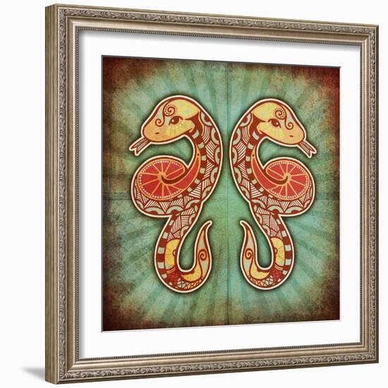 Grunge Zodiac - Gemini-krasstin-Framed Art Print