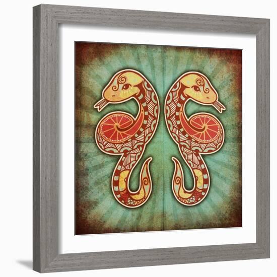 Grunge Zodiac - Gemini-krasstin-Framed Art Print