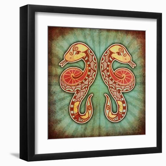 Grunge Zodiac - Gemini-krasstin-Framed Art Print