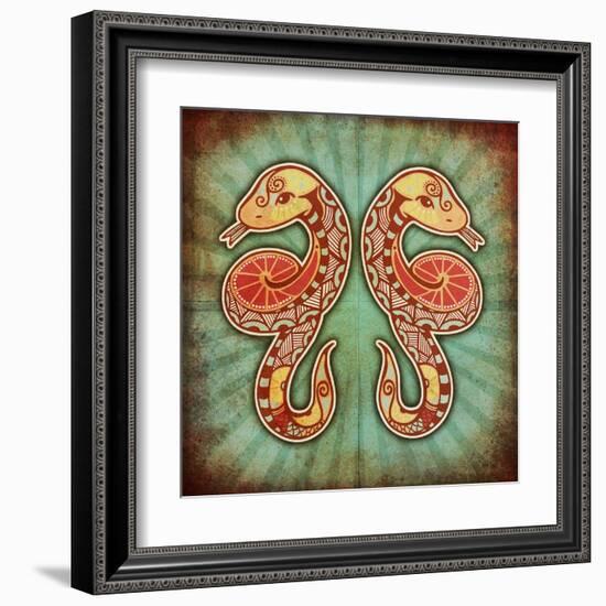 Grunge Zodiac - Gemini-krasstin-Framed Art Print