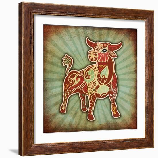 Grunge Zodiac - Taurus-krasstin-Framed Art Print