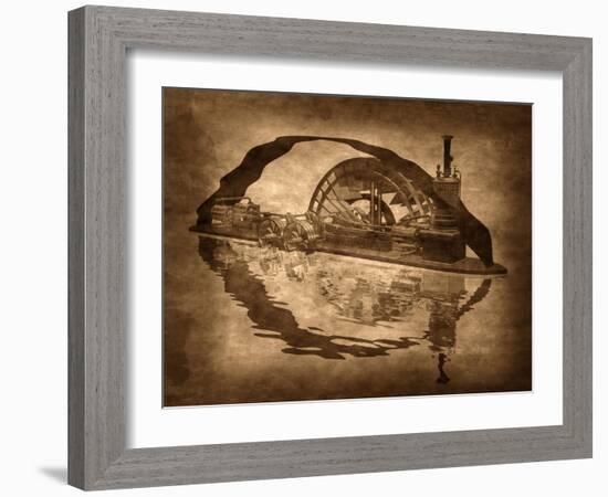 Grungy Steampunk Boat-paul fleet-Framed Art Print