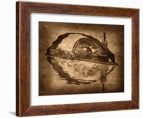 Grungy Steampunk Boat-paul fleet-Framed Art Print