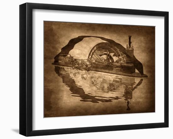 Grungy Steampunk Boat-paul fleet-Framed Art Print