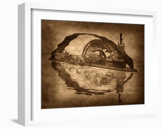 Grungy Steampunk Boat-paul fleet-Framed Art Print