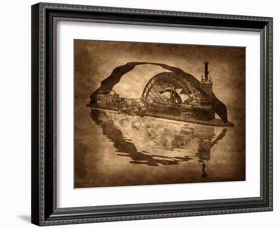 Grungy Steampunk Boat-paul fleet-Framed Art Print