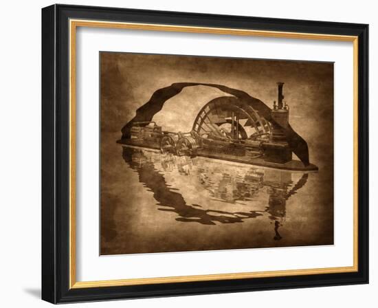 Grungy Steampunk Boat-paul fleet-Framed Art Print