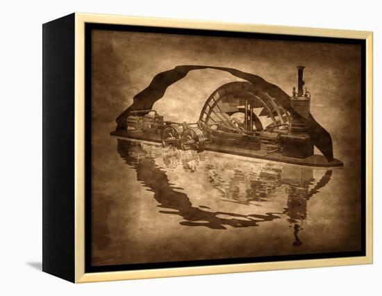 Grungy Steampunk Boat-paul fleet-Framed Stretched Canvas