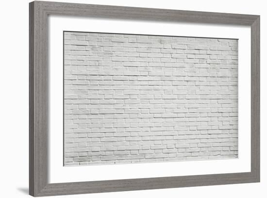 Grungy Textured White Horizontal Stone and Brick Paint Architectural Wall and Floor-Vladitto-Framed Art Print