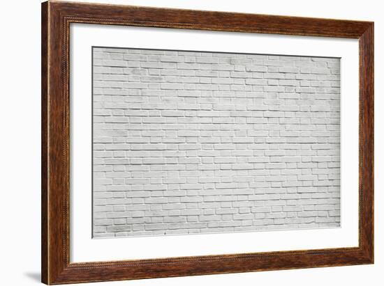 Grungy Textured White Horizontal Stone and Brick Paint Architectural Wall and Floor-Vladitto-Framed Art Print