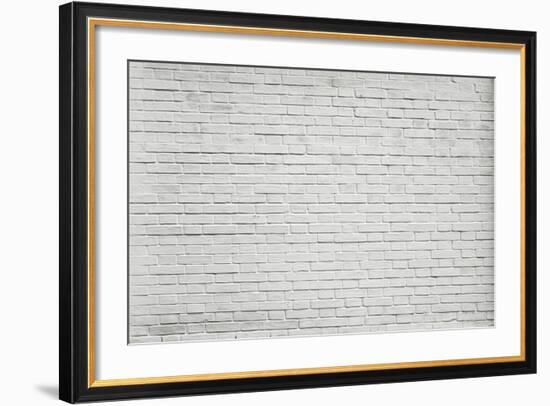 Grungy Textured White Horizontal Stone and Brick Paint Architectural Wall and Floor-Vladitto-Framed Art Print