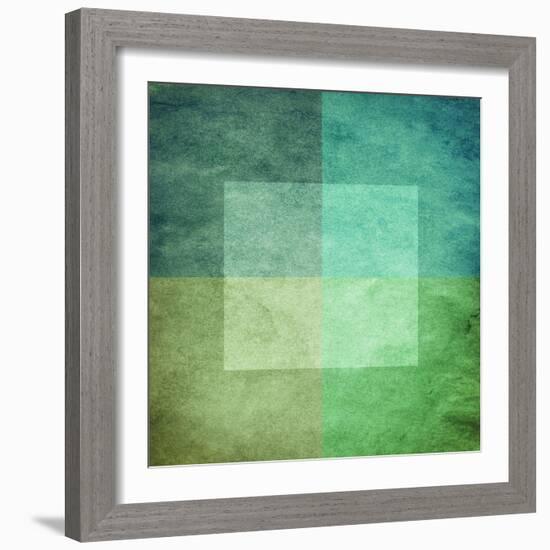 Grungy Watercolor-Like Graphic Abstract Background. Green-landio-Framed Art Print