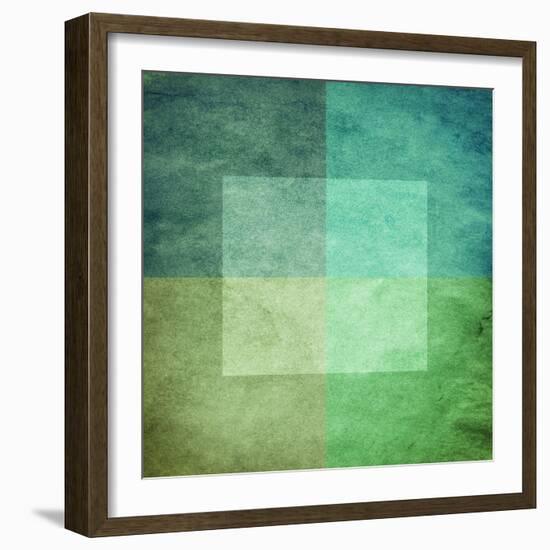 Grungy Watercolor-Like Graphic Abstract Background. Green-landio-Framed Art Print