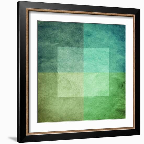 Grungy Watercolor-Like Graphic Abstract Background. Green-landio-Framed Art Print