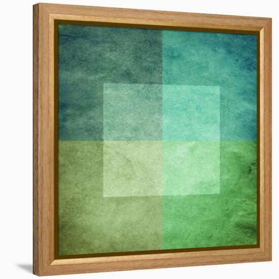 Grungy Watercolor-Like Graphic Abstract Background. Green-landio-Framed Stretched Canvas