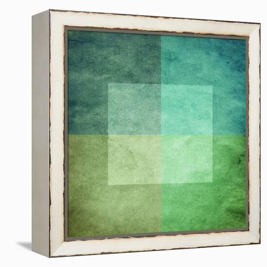 Grungy Watercolor-Like Graphic Abstract Background. Green-landio-Framed Stretched Canvas