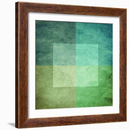 Grungy Watercolor-Like Graphic Abstract Background. Green-landio-Framed Premium Giclee Print