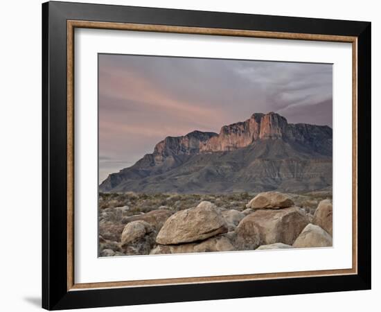 Guadalupe Peak and El Capitan at Sunset, Guadalupe Mountains National Park, Texas, USA-James Hager-Framed Photographic Print