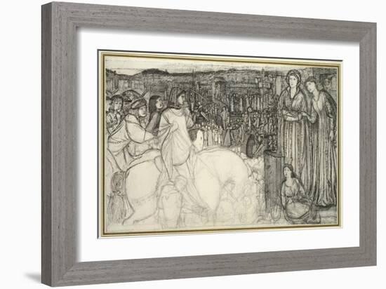 Gualdrada Donati Presenting Her Daughter to Buondelmente (Pen and Black Ink with Graphite on White-Edward Burne-Jones-Framed Giclee Print