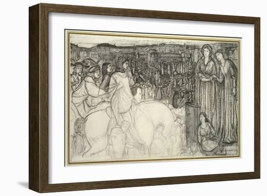 Gualdrada Donati Presenting Her Daughter to Buondelmente (Pen and Black Ink with Graphite on White-Edward Burne-Jones-Framed Giclee Print