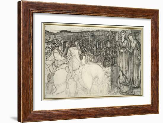 Gualdrada Donati Presenting Her Daughter to Buondelmente (Pen and Black Ink with Graphite on White-Edward Burne-Jones-Framed Giclee Print