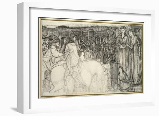 Gualdrada Donati Presenting Her Daughter to Buondelmente (Pen and Black Ink with Graphite on White-Edward Burne-Jones-Framed Giclee Print