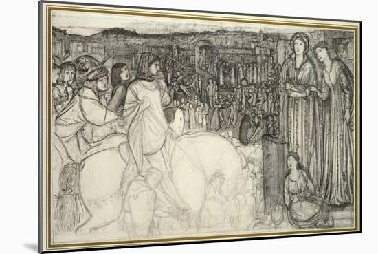 Gualdrada Donati Presenting Her Daughter to Buondelmente (Pen and Black Ink with Graphite on White-Edward Burne-Jones-Mounted Giclee Print