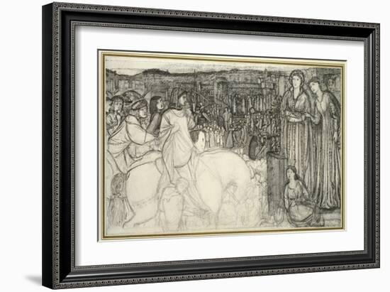 Gualdrada Donati Presenting Her Daughter to Buondelmente (Pen and Black Ink with Graphite on White-Edward Burne-Jones-Framed Giclee Print