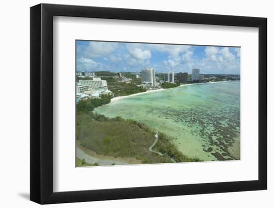 Guam, USA Territory.Beach from above with ocean beach and clouds-Bill Bachmann-Framed Photographic Print