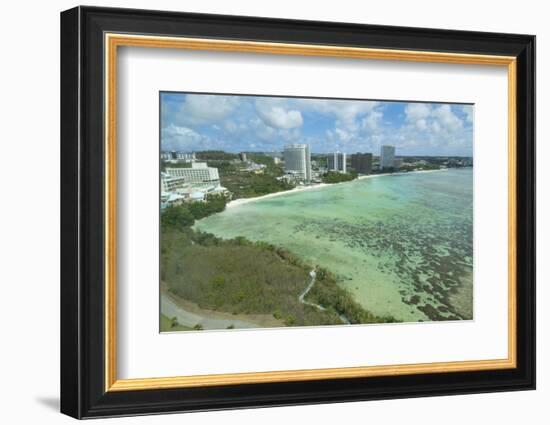 Guam, USA Territory.Beach from above with ocean beach and clouds-Bill Bachmann-Framed Photographic Print