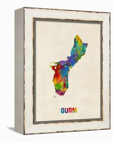 Guam Watercolor Map-Michael Tompsett-Framed Stretched Canvas