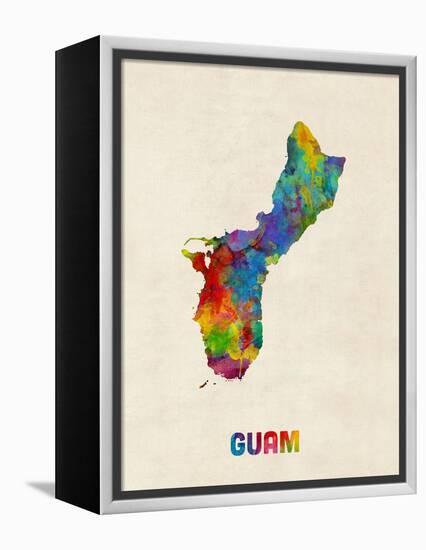 Guam Watercolor Map-Michael Tompsett-Framed Stretched Canvas