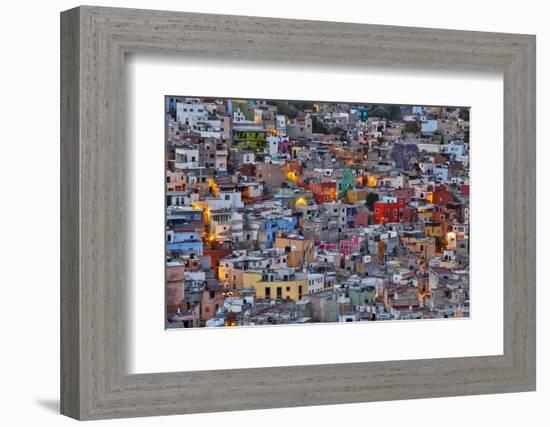 Guanajuato in Central Mexico. City overview in evening light with colorful buildings-Darrell Gulin-Framed Photographic Print