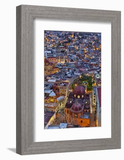 Guanajuato in Central Mexico. City overview in evening light with colorful buildings-Darrell Gulin-Framed Photographic Print