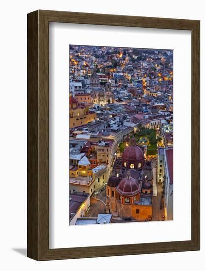 Guanajuato in Central Mexico. City overview in evening light with colorful buildings-Darrell Gulin-Framed Photographic Print