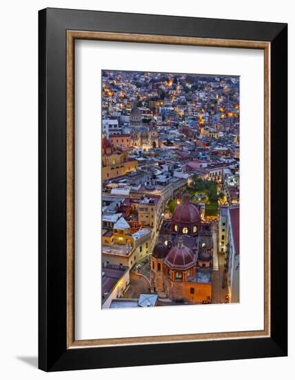 Guanajuato in Central Mexico. City overview in evening light with colorful buildings-Darrell Gulin-Framed Photographic Print