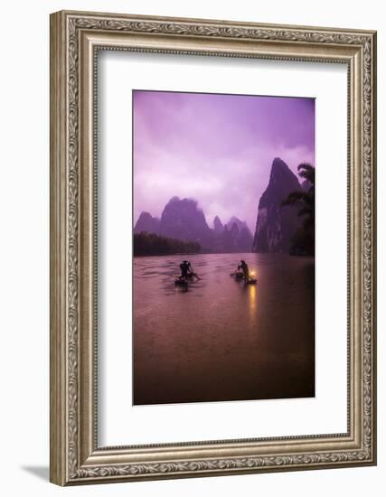 Guangxi Zhuang, Xing Ping, China's Guangxi Zhuang Region Fisherman on the Li River Early Morning-Terry Eggers-Framed Photographic Print