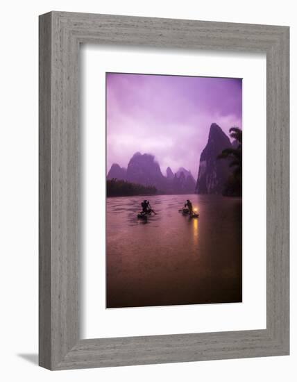 Guangxi Zhuang, Xing Ping, China's Guangxi Zhuang Region Fisherman on the Li River Early Morning-Terry Eggers-Framed Photographic Print